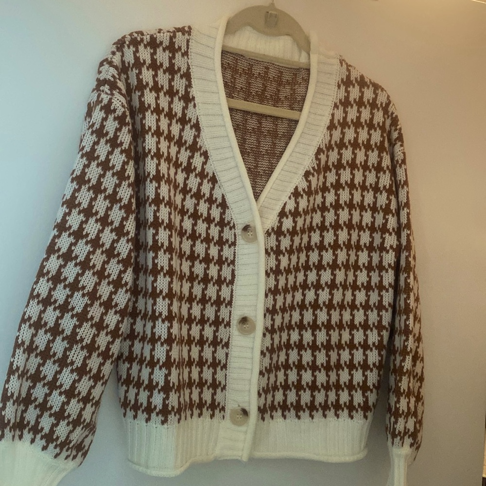Houndstooth Cardigan Sweater